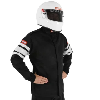 Chaqueta Conductor Racequip, 120 Series, SFI 3.2A/5, Multiple Layer, Fire Retardant Cotton / Nomex, Black / Whi XL