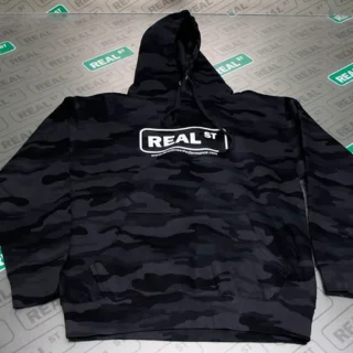 Polerón Negro Camuflaje Real Street, Logo Entorno Blanco