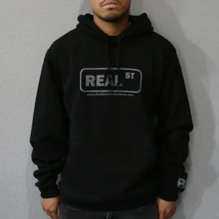 Polerón Negro Real Street, Logo Negro Gris